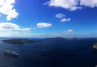 ship cruiser Santorini Greece sea islands panorama landscape